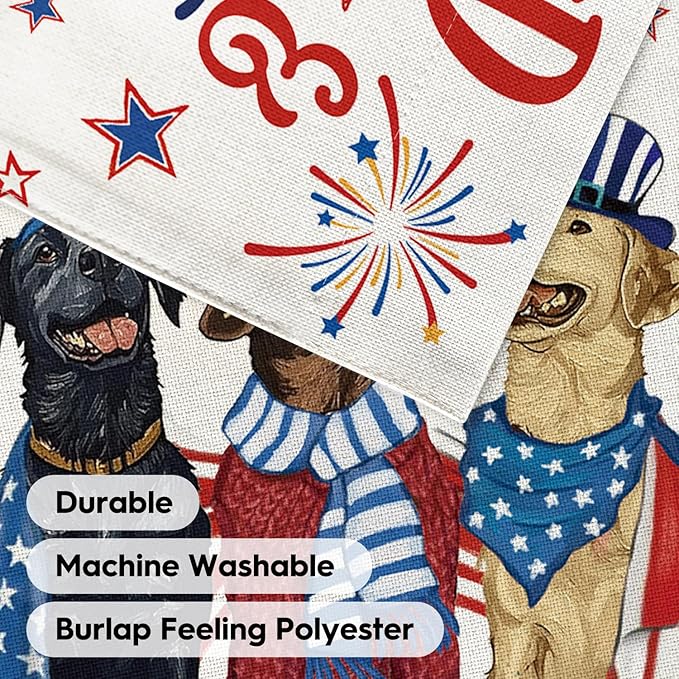 AVOIN colorlife Patriotic 4th of July Dogs Garden Flag 12x18 Inch Double Sided, Memorial Day Independence Day American Stars and Stripes Yard Outdoor Decoration