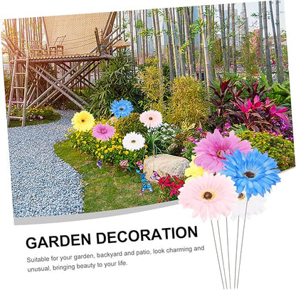 5pcs Daisy Garden Stakes Decor Metal Flower Pathway Stakes for Outdoor Decoration Vibrant Garden Art for Home and Festivals