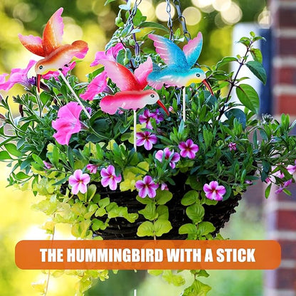 Yardwe Hummingbird Garden Stake Metal Decorative Outdoor Lawn Art 3.12 Inch Realistic Humming Bird Garden Pick for Patio Yard