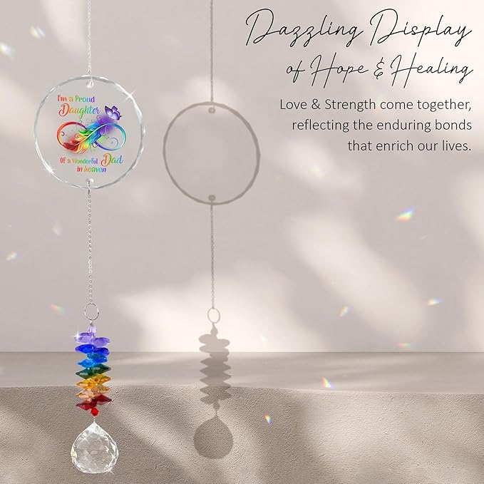 Glass Ornament Suncatcher - Sympathy Gift for Loss of Loved One - Memorial Ornaments - Heaven Keepsake - Grieving Gifts for Mom, Sisters, Friends - Mother's Day Father's Day Comfort Gift