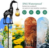Solar Giraffe Metal Animal Stakes - Outdoor Decorative Garden Silhouette Lanterns