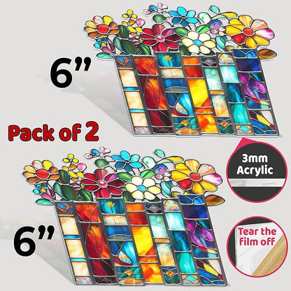 2 Bookaholic Suncatchers, Floral Book Acrylic Ornaments 6" Window Hanging, Bookish Librarian Gifts for Fantasy Book Lover Reader Women Accessories Library Bookshelf Decor Xmas Stocking Stuffer HS208