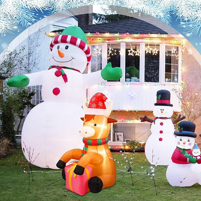 5ft Christmas Inflatables Outdoor Decoration Blow up Highland Cow Wearing Santa Hat Yard Decor with Built in Light for Outdoor Holiday Xmas Party Yard Garden Lawn