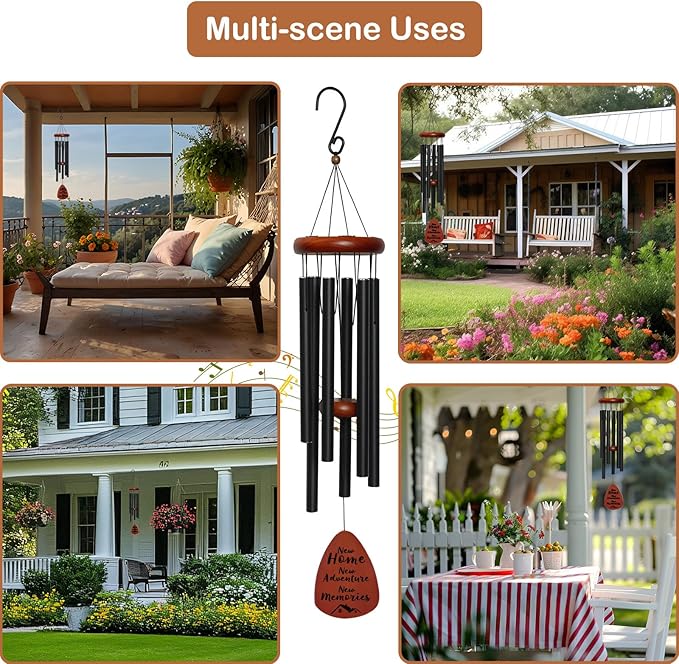 New Home Wind Chime Gifts for New Homeowner Women Men Couple Friend Coworker, New Home Housewarming Gifts Ideas for First Home New Apartment, Spring Summer Garden Decoration or Outside Patio Home