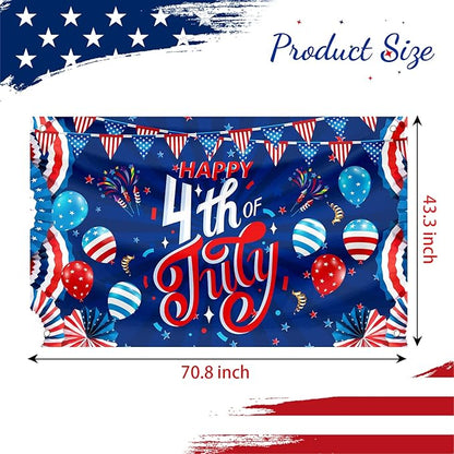 Large 4th of July Decorations Banner Outdoor Patriotic Memorial Day Independence Day Flag71x44 Inch, Flag Day Yard Sign Bunting Background for Photography for Indoor Home House Decor Party Supplies