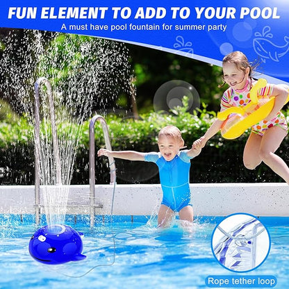 ChlorStar Pool Fountain with Remote, Dolphing Floating Pool Fountain with Lights, Above Ground Pool Water Fountains with Anchor, Swimming Pool Fountains for Inground Pool-1PC,Blue