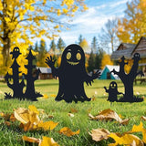 Halloween Decorations White Ghost Metal Decorative Garden Stakes,Halloween Ghosts Silhouette Statues Decorations for Yard Art,Patio,Backyard,Outdoor,Forests,Lawn Ornaments