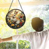 DASTOLL Stained Glass Window Hanging - Rabbit Flowers Suncatcher Ready to Hang Window Doors Home Decoration, Easter, Mother's Day Birthday Gifts for Women, Men, and Mom 11.8x11.8 in