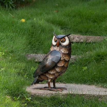 Natelf Garden Owl Sculptures & Statues, Standing Metal Bird Yard Art Sculpture for Patio Backyard Pond Outdoor Decorations