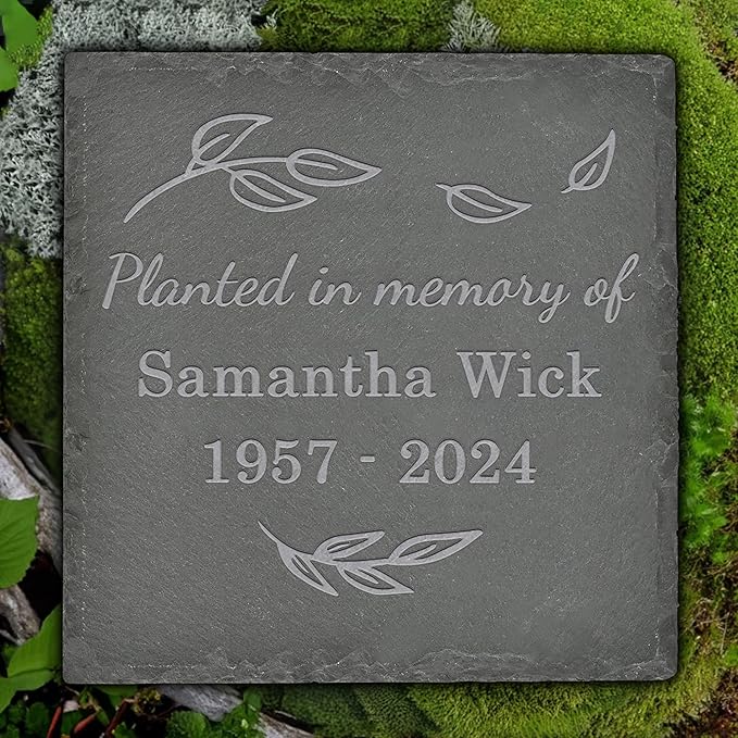 Personalized Memorial Stone Memorial Garden Stone - Sympathy Gifts for Loss of Dad, Mom or Loved One - Bereavement, Remembrance and Condolence Gift - Planted in Memory Square