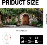 Garage door banner cover, 6x13 ft old stone house features ivy background, Large Outdoor Backyard Landscape Decoration (Stone House)