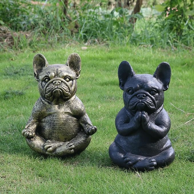 Garden Statues Meditating Dog Statue Buddha Dog Statue Zen Yoga Relaxed Pose Buddha Meditation Figurine for Indoor Outdoor Yard Ornaments Decor