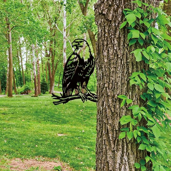 SUPERDANT Metal Eagle Garden Decor Bird Outdoor Garden Ornament Black Silhouette Tree Decor Animals Metal Yard Stakes Decorative Gardens Yard Art for Lawn Patio Gift for Gardeners