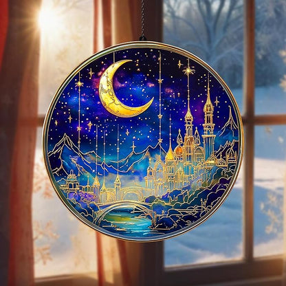 Fantasy Starry Acrylic Suncatcher Window Hanging Book Reader Gift Bookshelf Decor Book Lover Bookish Gift