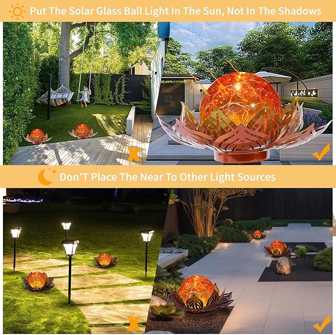 MLKNK Lotus Flower Lamp Solar Garden Lights Yard Art Gardening Gifts for Women Waterproof Led Metal Flower Lights for Patio Porch Pathway Lawn Pond Outdoor Decorations