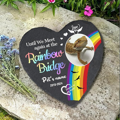 Cowcute Personalized Bearded Dragon Memorial Stone - Customized Sympathy Gift, Custom Garden Stone Grave Marker Headstone for Bearded Dragon, Heart Shaped