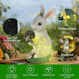 Solar Garden Decor Watering Bunny Statues Outdoor, Outdoor Sculpture Figurine Statue Lights, Outdoor Garden Yard Lawn Patio Decoration, Unique House Warming Birthday Present for Women Family