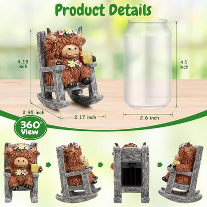 Tfro & Cile Miniature Solar Highland Cow Garden Statue Outdoor Light Decor Yard Ornament Unique Housewarming Gift for Lawn Patio Balcony
