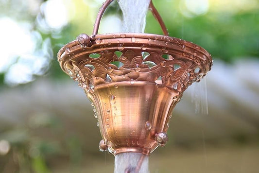 Nutshell Stores Florence Cup Copper Rain Chain with Installation Kit (8 Foot)