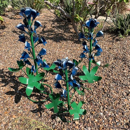 Generic Metal Bluebonnets, Set of 3 Handmade, Garden Decor, Texas State Flower, Outdoor Indoor, Metallic Blue