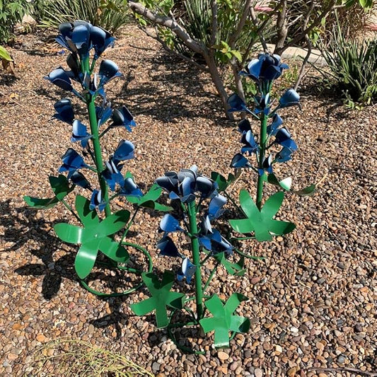 Generic Metal Bluebonnets, Set of 3 Handmade, Garden Decor, Texas State Flower, Outdoor Indoor, Metallic Blue