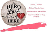 Spoontiques - Garden Décor - A Hero Lives Here Stepping Stone - Decorative Stone for Garden