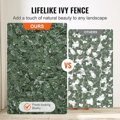 VEVOR Artificial Ivy Privacy Fence Screen, 96 x 72 in Faux Ivy Vine Leaf Hedges Fence, Greenery Privacy Fence with Strengthened Joint, Green Wall Decoration for Outdoor Garden, Yard, Balcony