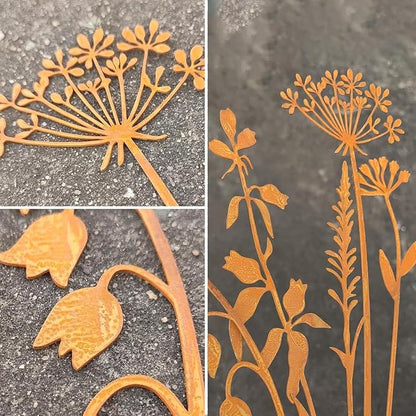 5Pcs Decorative Garden Stakes Metal Outdoor Yard Patio Pathway Rustic Ornaments Landscape Decor- Style a