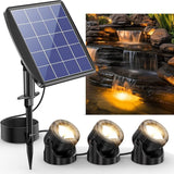 POPOSOAP 3-in-1 Solar Pond Lights, Warm White Underwater Pond Lights, IP68 Waterproof LED Fountain Lights for for Pond, Fountain, Pool Waterfall Decoration Garden Patio (3 Lights)-P63H