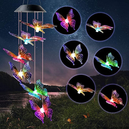 Butterfly Wind Chimes, Solar windchimes, Outdoor, Patio Decorations Outdoor Butterfly Garden Decor Garden Chimes