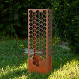 Sumind 24 Inch Honeycomb Garden Column Rust Steel Statue, Outdoor Yard Sculpture, Metal Patio Landscape Decor, Beehive Art Column for Lawn, Porch, Backyard Decoration, Modern Garden Ornament