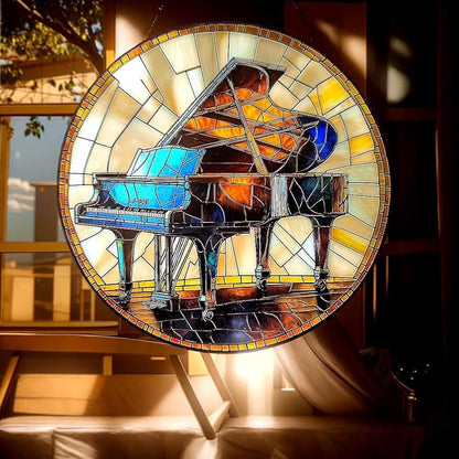 Music Acrylic Suncatcher Indoor Colorful Window Hanging Ornament Outdoor Sun Catcher Panel for Home Decor Car Garden Crystal Gift Piano Acrylic Suncatcher