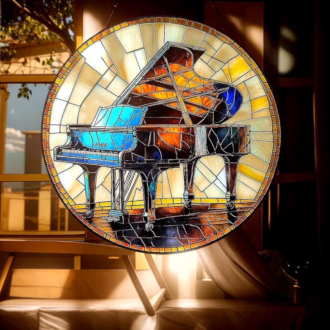 Music Acrylic Suncatcher Indoor Colorful Window Hanging Ornament Outdoor Sun Catcher Panel for Home Decor Car Garden Crystal Gift Piano Acrylic Suncatcher