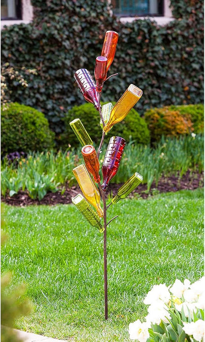 Evergreen Garden Glass Bottle Tree, Metal Bottle Trees for Garden Outside, Decorative Bottles Holder for Outdoor Wedding Christmas Party Decoration (Bottles Sold Separately)