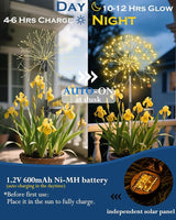 Solar Garden Lights Outdoor Yard Decorations, 4 Pack 150Leds Pathway Light, Fairy Firework Stake Lights for Garden, Patio, Pathway, Flowerbed Gold Color