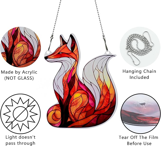 Fox Ornaments Colorful Window Hanging Decorations Home Wall Decor for Indoor Outdoor