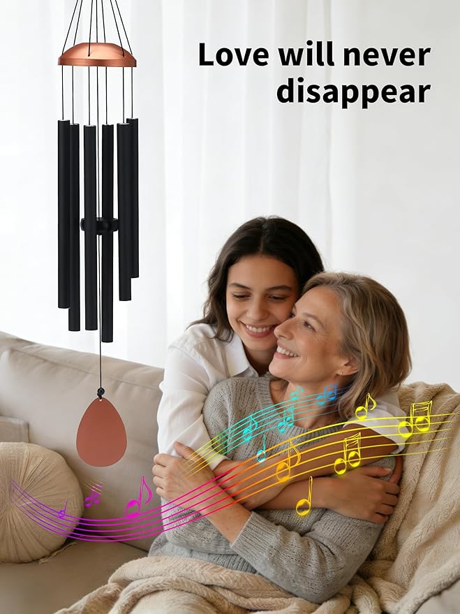 Large Alu Wind Chimes 37 Inch Zen Atmosohere A Gift for Mon Neighbor Suit for Garden Outdor Yoga Patio Decoration Unisex Black