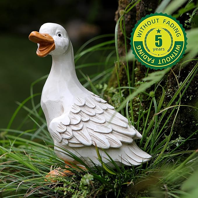 LEGIFO Duck Yard Decorations Outdoor Ornaments Set of 3, Resin Goose Sculpture Statue Front Porch Garden Decor for Outside Imitation Wood Carving, Funny Animal Decorations Fairy Craft Yart Art Decor