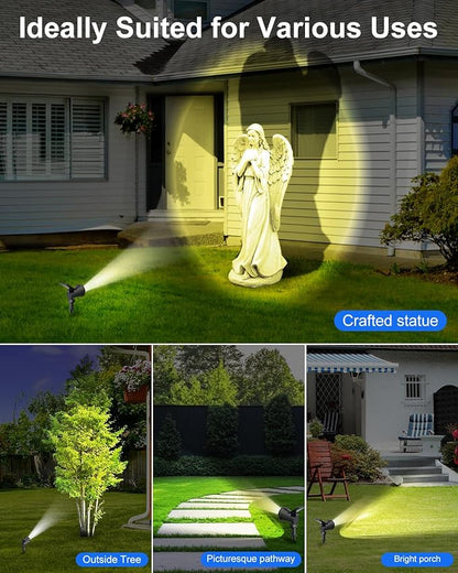 Solar Powered Spotlights Outdoor Waterproof Sunset Spot LED Lights Ultra Bright for Tree, Flag, Lawn, Statue, Pool, Garden, House, Wall, Yard, Path Outdoor Landscape Uplighting 4 Pack Warm White