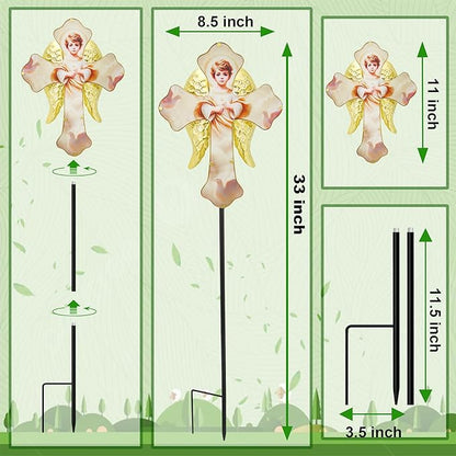 Solar Little Angel, Child Cross Garden Lights for Graves - Angel Wing Memorial Decor, Waterproof Cemetery Solar Stake Lights for Easter, Patio, Yard - Sympathy Gifts for Loved Ones1.