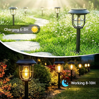 Solar Lights Outdoor, 8 Pack Waterproof LED Pathway Lights with 3 Adjustable Modes, Auto On/Off Lighting for Garden, Yard, Walkway, Driveway, Porch, Hanging on Trees or Tabletop, Warm White
