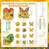GlikCeil Diamond Art Wind Chimes 3D Sunflower Butterfly DIY Diamond Art Kits Painting Suncatcher Wind Chime with Double Sided Crystal Hanging Ornament for Garden Decor(Sunflower Butterfly)