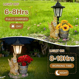 Outdoor Rabbit Garden Statues with Solar Lantern Flowerpot- Bunny Figurine Rabbit Decor for Home Lawn,Balcony Yard Art Garden Patio Decor,Unique Housewarming Birthday Gifts for Women Mom