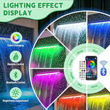 with lid Pool Fountain, LONGRUN Waterfall Spillway for Koi Ponds - 23.6" Transparent Acrylic Waterfall with APP Control & Multi-Color LED Lights for Swimming Pool, Garden Pond, Patios, Spa Decoration
