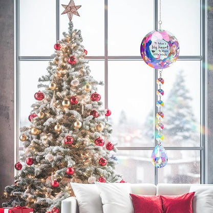 Teacher Gift Crystal Suncatcher -It Takes a Big Heart to Shape Little Minds, Hanging Prism Decor for Home Office Classroom, Perfect Appreciation Gift for Women Teachers Christmas Birthday