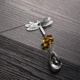 WEISIPU Crystal Suncatcher Prism - Dragonfly Suncatchers for Windows Hanging Rainbow Maker, Christmas Tree Decor, K9 Crystal Metal Ornament, Gifts for Christmas and Housewarming (Yellow)