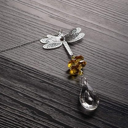 WEISIPU Crystal Suncatcher Prism - Dragonfly Suncatchers for Windows Hanging Rainbow Maker, Christmas Tree Decor, K9 Crystal Metal Ornament, Gifts for Christmas and Housewarming (Yellow)