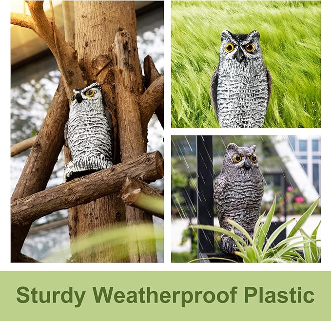 OFFO 2 Pack Plastic Owl Scarecrow for Halloween Decorations Outdoor Garden, Yard, Pool Decoration, 8.3 in Height