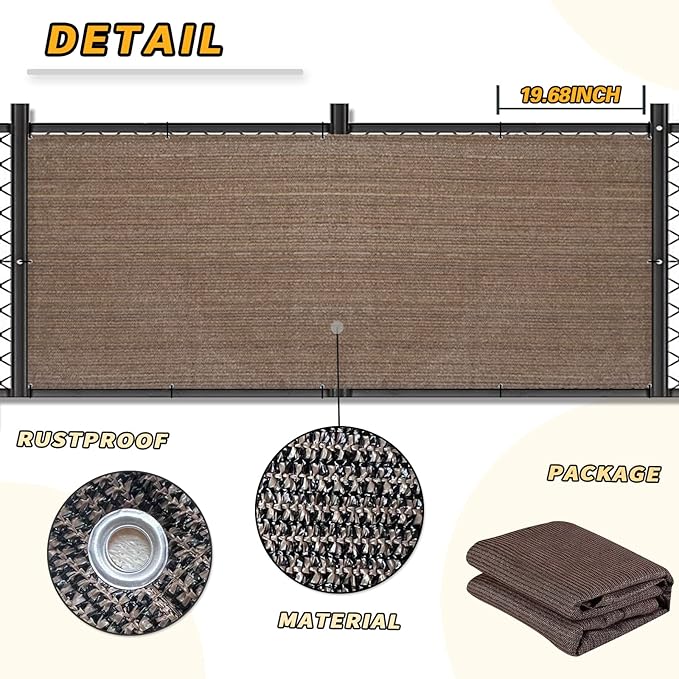 LOVE STORY Balcony Privacy Screen, 2.5'x8' Deck Shield Screen Fence Cover,UV Protection and Weather-Resistant,3 FT Height for Deck, Patio, Backyard, Outdoor Pool, Porch, Railing, Brown