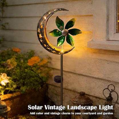 SunKite Spinner Windmill Moon Outdoor Lights Waterproof,Solar Moon Garden Light Outdoor Decorative Stakes Lights Yard Garden Patio Lawn Pathway Decoration Gifts Grandma Mom